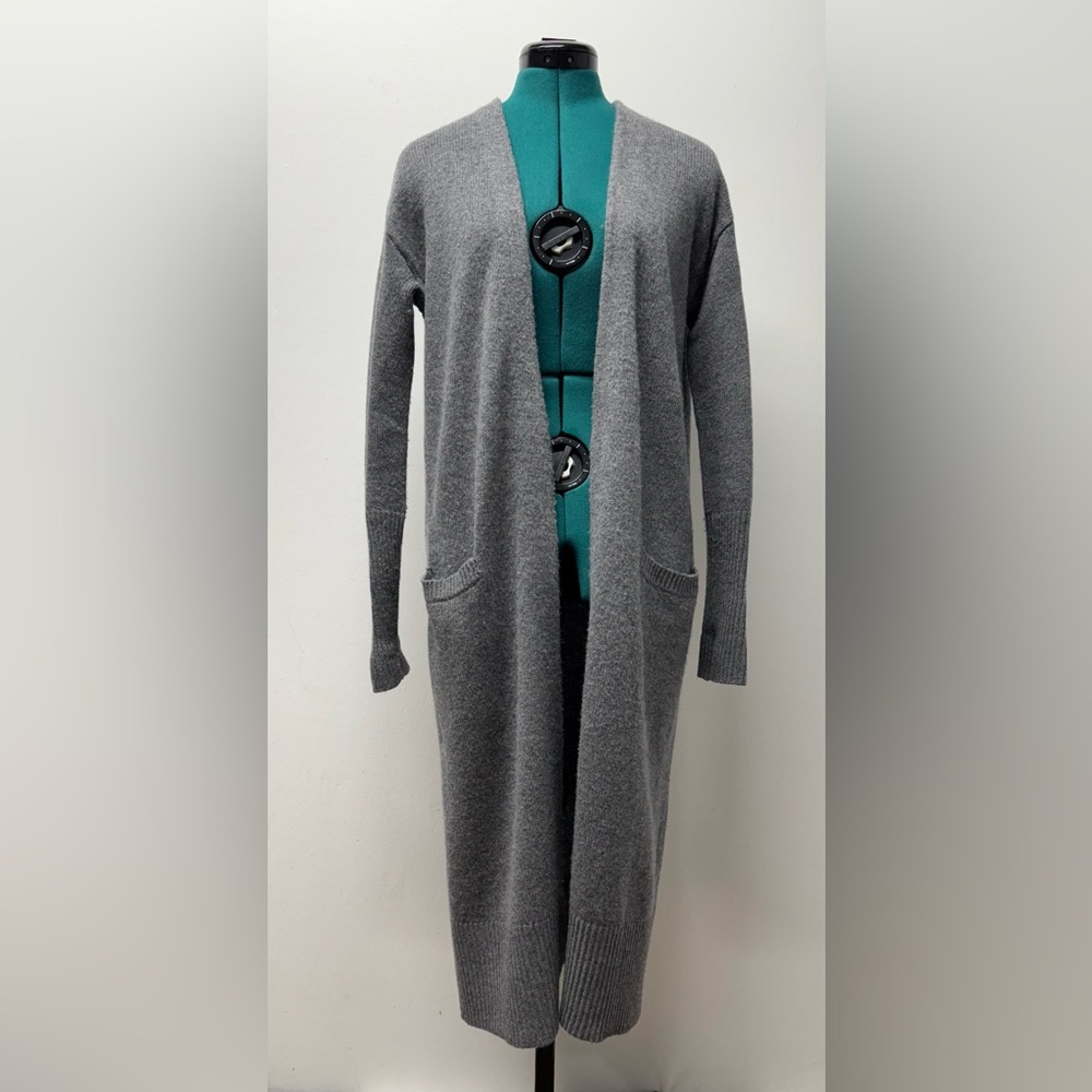 Halogen Women’s Open Front Pocket Heather Gray Cashmere Blend Cardigan Size S